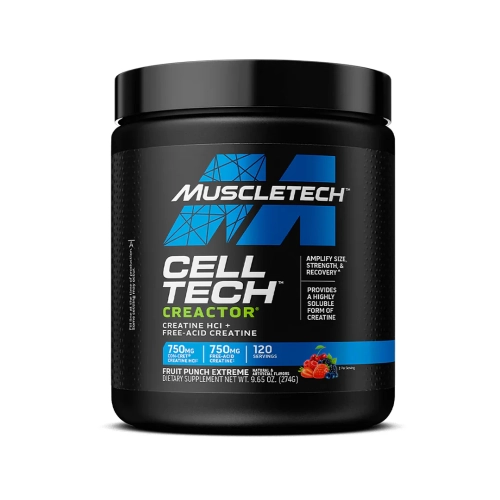 alt="Cell-Tech Creactor 120 doses – Créatine HCl ultra pure pour la force et la récupération musculaire"