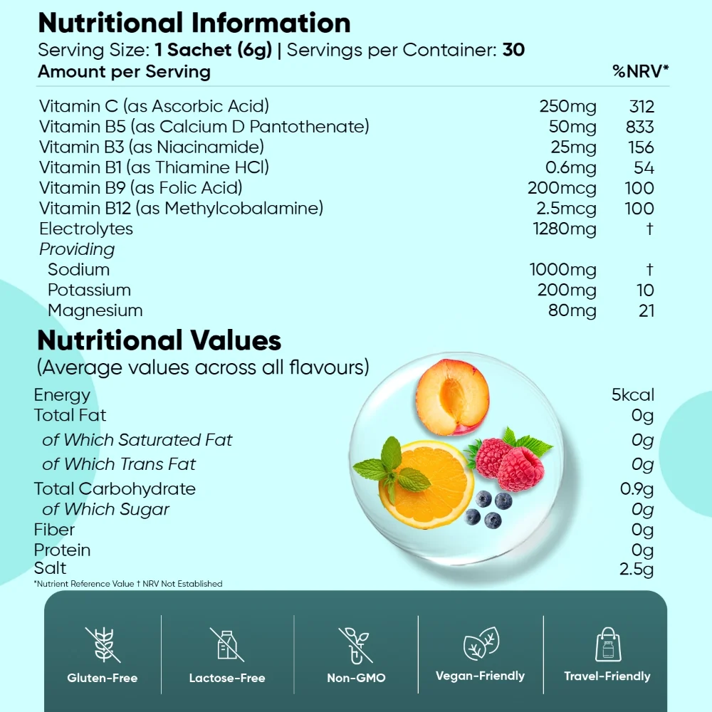Electrolyte Powder WeightWorld | 30 Sachets — valeurs nutritionnelles